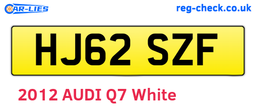 HJ62SZF are the vehicle registration plates.