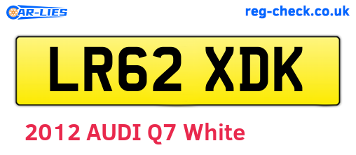 LR62XDK are the vehicle registration plates.