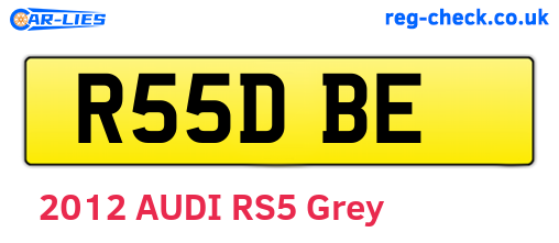 R55DBE are the vehicle registration plates.