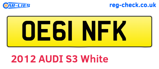 OE61NFK are the vehicle registration plates.