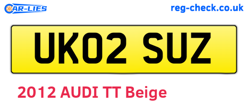 UK02SUZ are the vehicle registration plates.