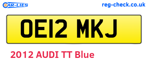 OE12MKJ are the vehicle registration plates.