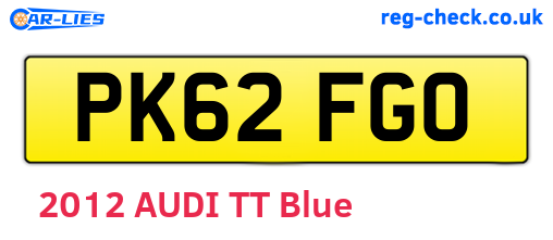 PK62FGO are the vehicle registration plates.