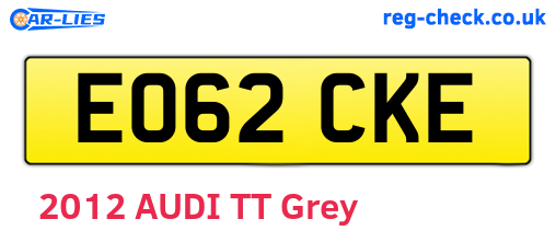EO62CKE are the vehicle registration plates.
