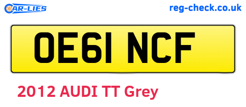 OE61NCF are the vehicle registration plates.