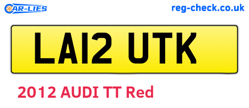 LA12UTK are the vehicle registration plates.