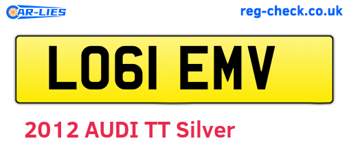 LO61EMV are the vehicle registration plates.