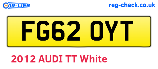 FG62OYT are the vehicle registration plates.
