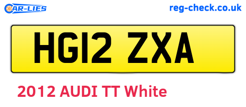 HG12ZXA are the vehicle registration plates.