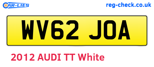 WV62JOA are the vehicle registration plates.