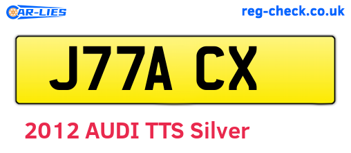 J77ACX are the vehicle registration plates.