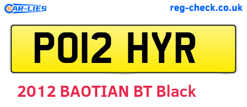 PO12HYR are the vehicle registration plates.