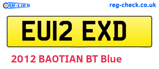 EU12EXD are the vehicle registration plates.
