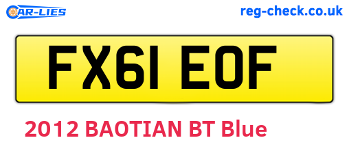 FX61EOF are the vehicle registration plates.