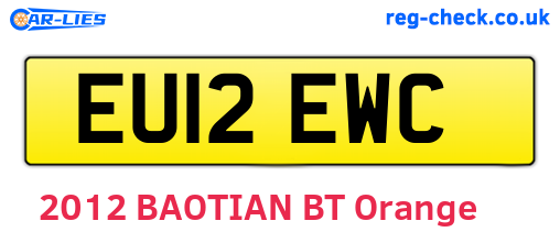 EU12EWC are the vehicle registration plates.