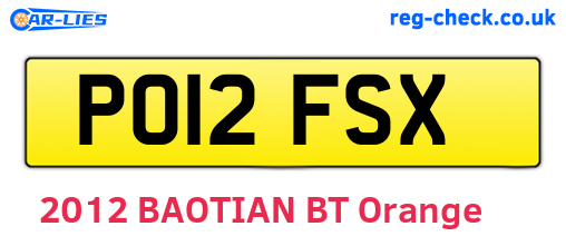 PO12FSX are the vehicle registration plates.