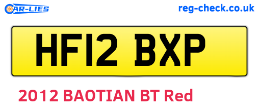 HF12BXP are the vehicle registration plates.