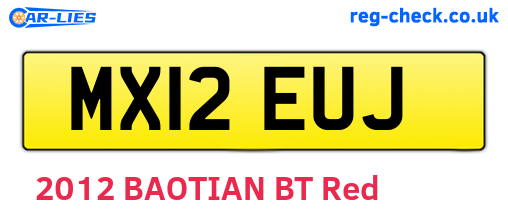 MX12EUJ are the vehicle registration plates.
