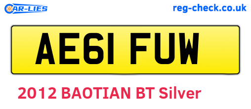 AE61FUW are the vehicle registration plates.