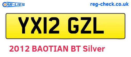 YX12GZL are the vehicle registration plates.