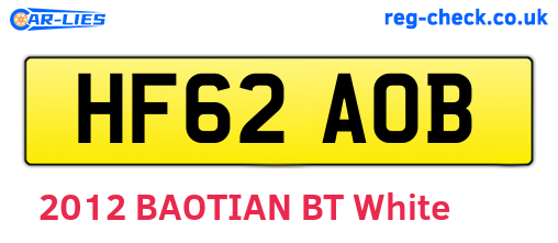 HF62AOB are the vehicle registration plates.