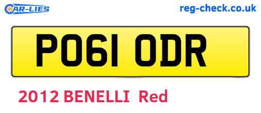 PO61ODR are the vehicle registration plates.