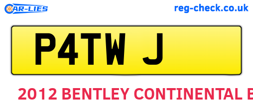 P4TWJ are the vehicle registration plates.