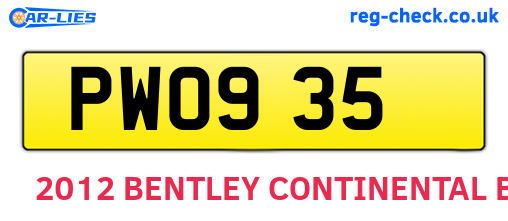 PWO935 are the vehicle registration plates.