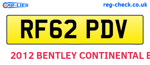 RF62PDV are the vehicle registration plates.