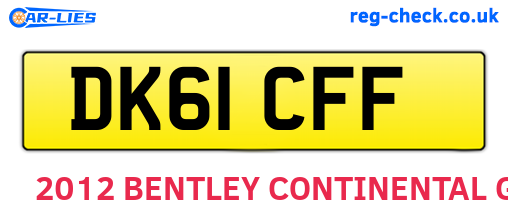 DK61CFF are the vehicle registration plates.