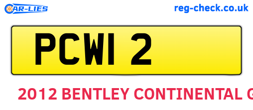 PCW12 are the vehicle registration plates.