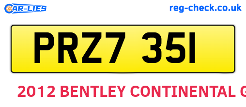 PRZ7351 are the vehicle registration plates.