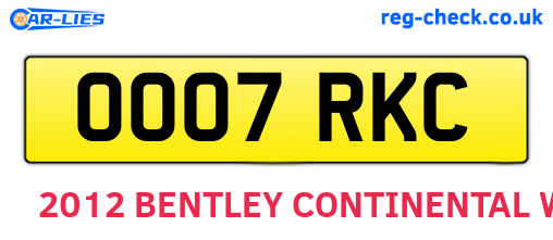 OO07RKC are the vehicle registration plates.