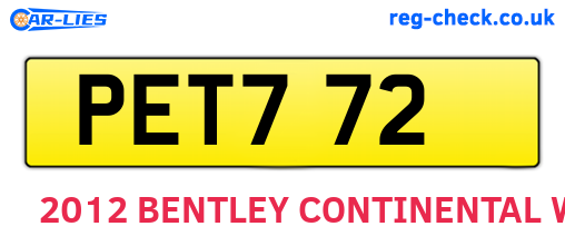 PET772 are the vehicle registration plates.