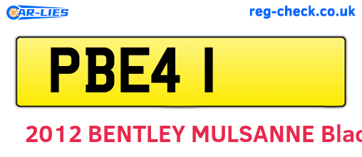 PBE41 are the vehicle registration plates.