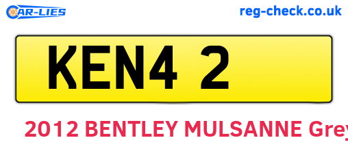 KEN42 are the vehicle registration plates.