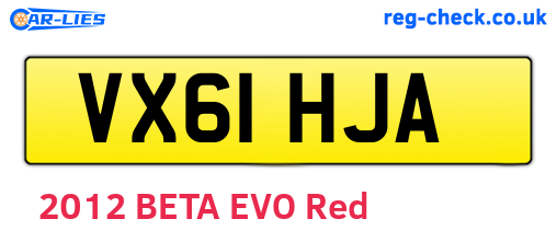 VX61HJA are the vehicle registration plates.