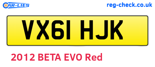 VX61HJK are the vehicle registration plates.