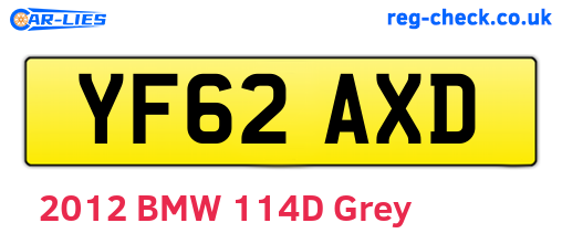 YF62AXD are the vehicle registration plates.