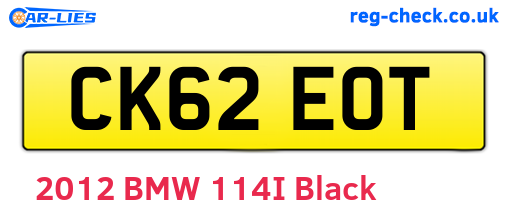 CK62EOT are the vehicle registration plates.