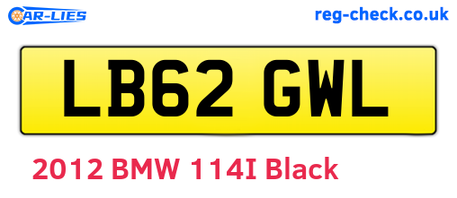 LB62GWL are the vehicle registration plates.