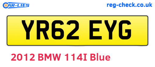 YR62EYG are the vehicle registration plates.