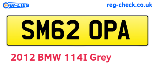 SM62OPA are the vehicle registration plates.