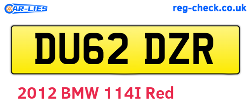 DU62DZR are the vehicle registration plates.