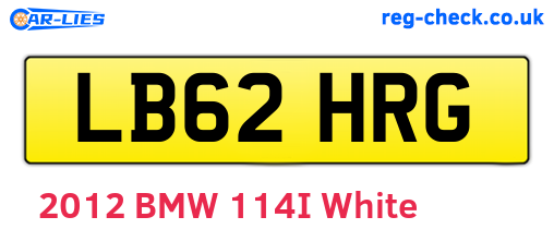LB62HRG are the vehicle registration plates.