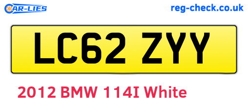 LC62ZYY are the vehicle registration plates.