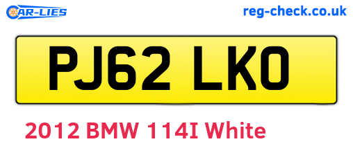 PJ62LKO are the vehicle registration plates.