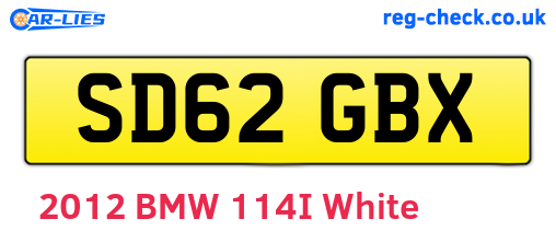 SD62GBX are the vehicle registration plates.