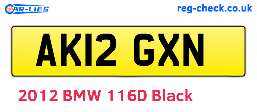 AK12GXN are the vehicle registration plates.