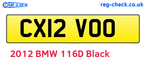 CX12VOO are the vehicle registration plates.